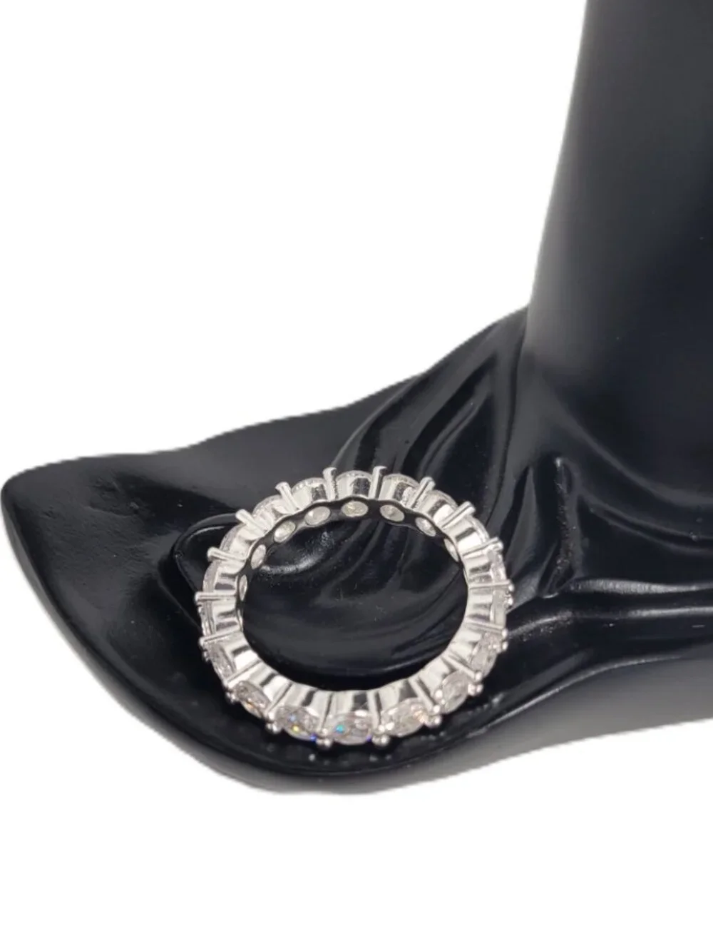 Diamonique Silver Tone Ring Eternity Band Size 9.25